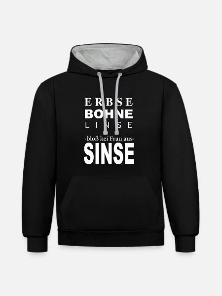Sinsheim Erbse Bohne Linse - Kontrast-Hoodie - Schwarz/Grau meliert