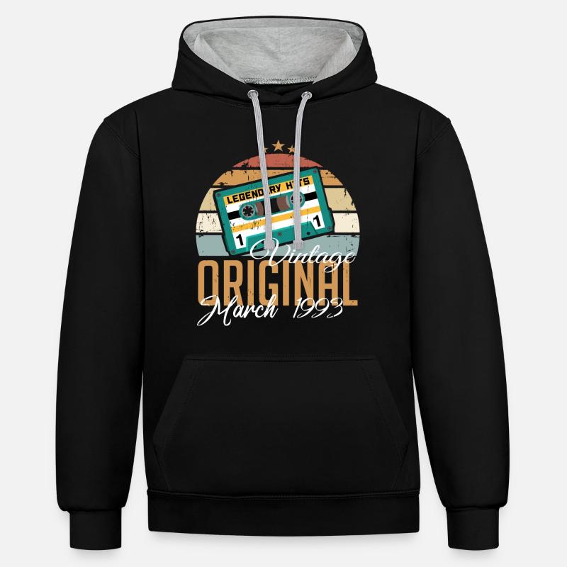 Mars 1993 - Cadeau d’anniversaire - Sweat à capuche contrasté - noir/gris chiné