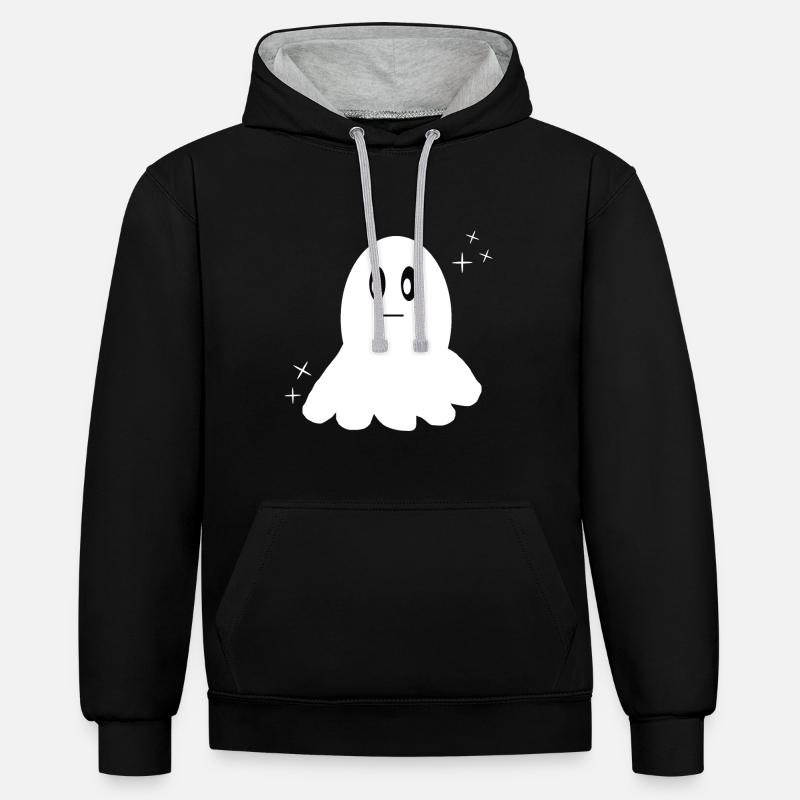 Fantôme avec des yeux - Sweat à capuche contrasté - noir/gris chiné