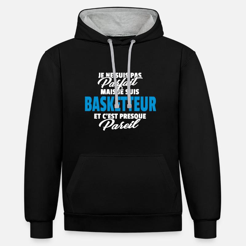 Pas parfait mais basketteur - Sweat à capuche contrasté - noir/gris chiné