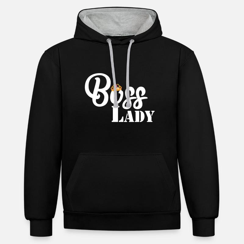 Patronne - Sweat à capuche contrasté - noir/gris chiné
