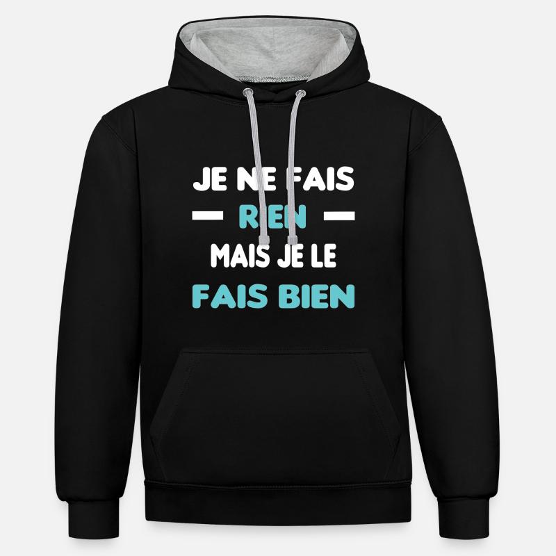 Je ne fais rien - Sweat à capuche contrasté - noir/gris chiné