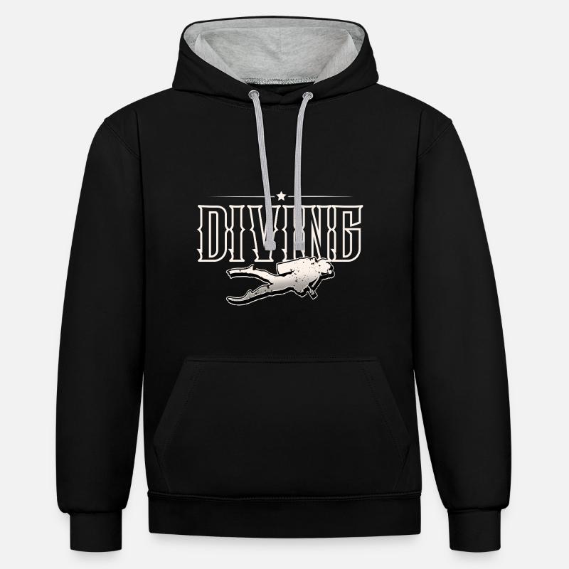 Plonger - Sweat à capuche contrasté - noir/gris chiné