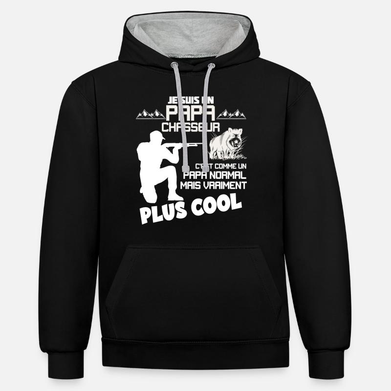 Papa Chasseur le Seul - Sweat à capuche contrasté - noir/gris chiné