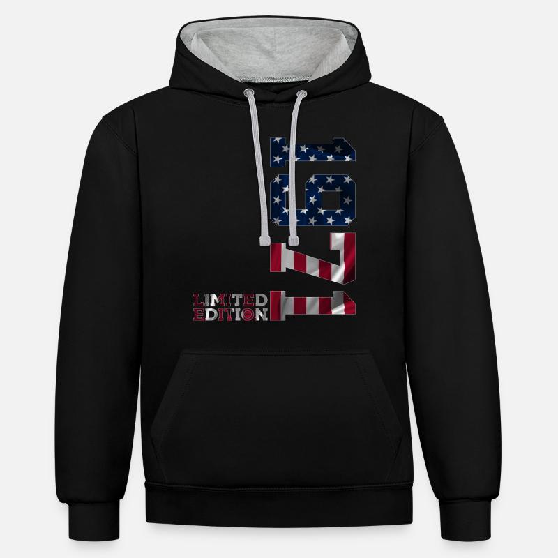 ÉDITION LIMITÉE 1971 USA 55E ANNIVERSAIRE - Sweat à capuche contrasté - noir/gris chiné