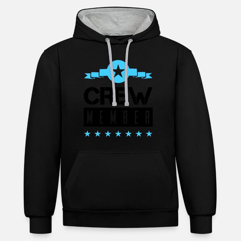 Membre d’équipage - Sweat à capuche contrasté - noir/gris chiné