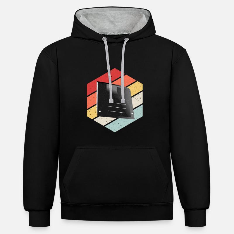 Diskette Floppy Disk - Kontrast-Hoodie - Schwarz/Grau meliert