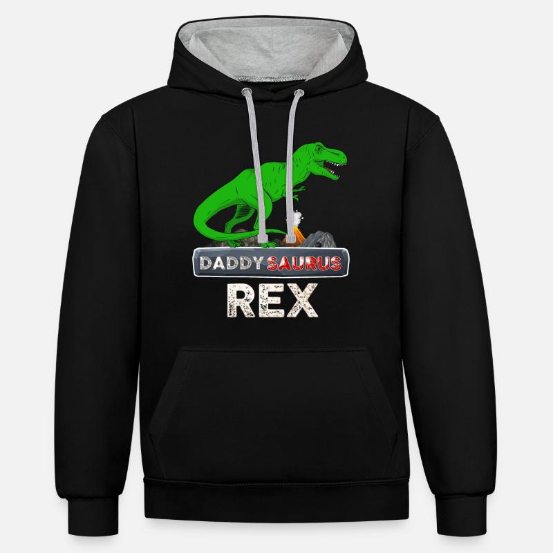 Daddy Dinosaur Daddysaurus Rex - Contrast hoodie - black/heather grey