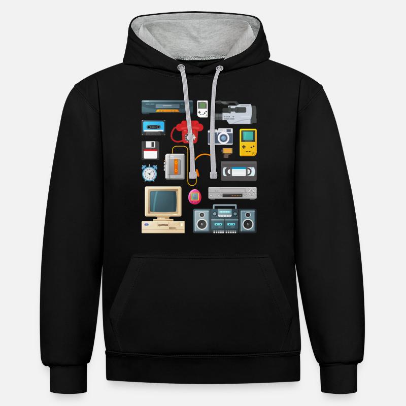 Appareils Retro 90 - Sweat à capuche contrasté - noir/gris chiné