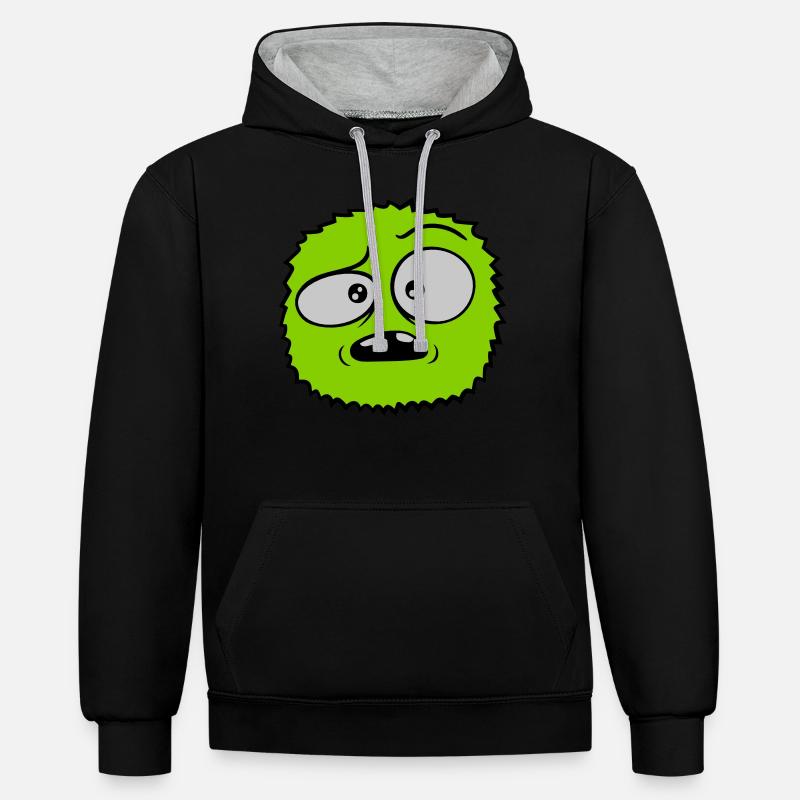 Visage sceptique de monstre poilu - Sweat à capuche contrasté - noir/gris chiné