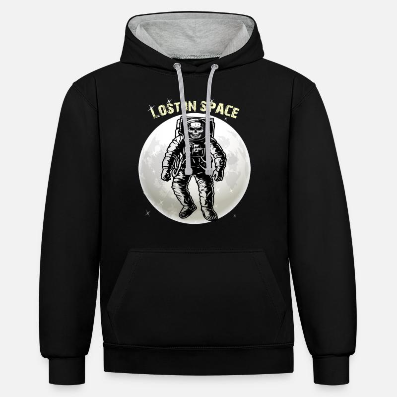 Perdus dans l’espace - Sweat à capuche contrasté - noir/gris chiné