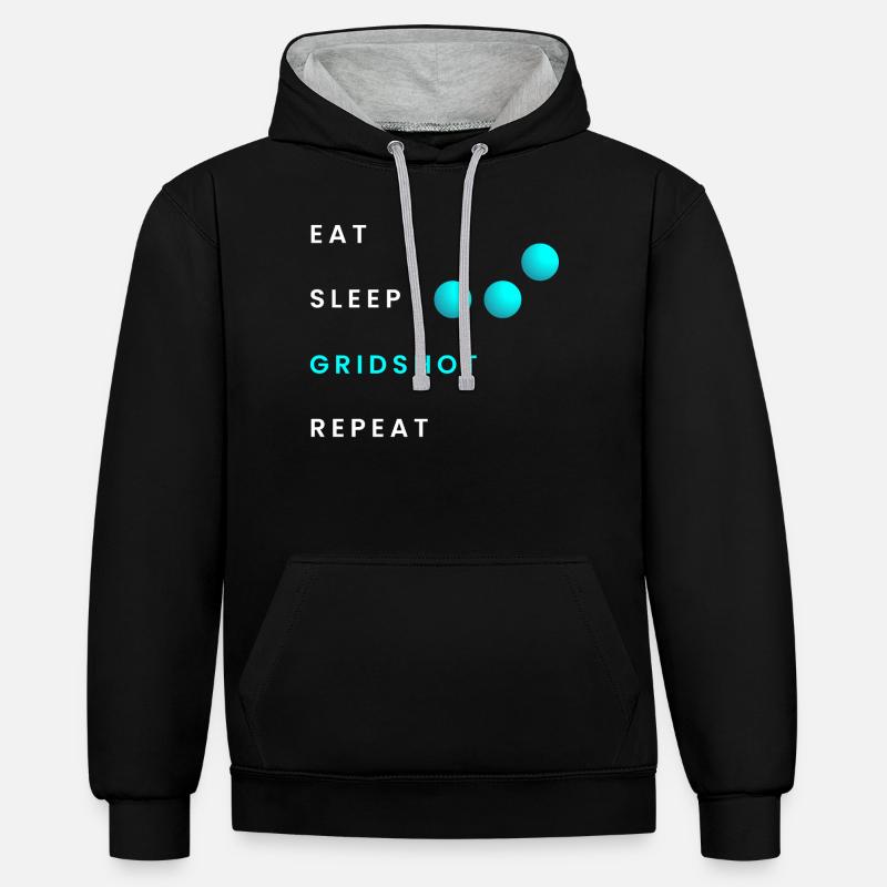 Manger sommeil Gridshot Répéter - Sweat à capuche contrasté - noir/gris chiné