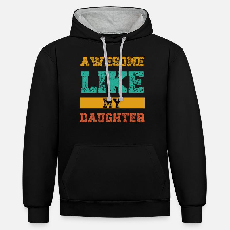 Génial comme ma fille - Sweat à capuche contrasté - noir/gris chiné