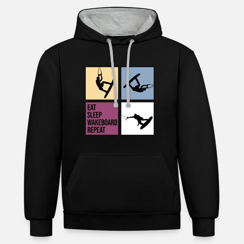 wakeboard wakeboard câble wasserratte répéter - Sweat à capuche contrasté - noir/gris chiné