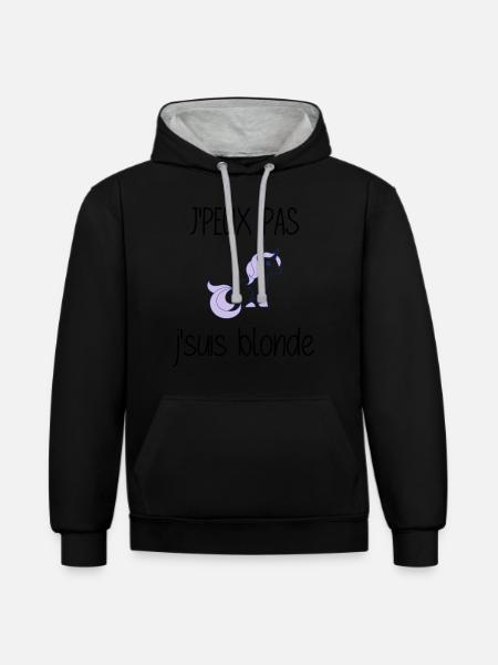 j'peux pas j'suis blonde - Sweat à capuche contrasté - noir/gris chiné