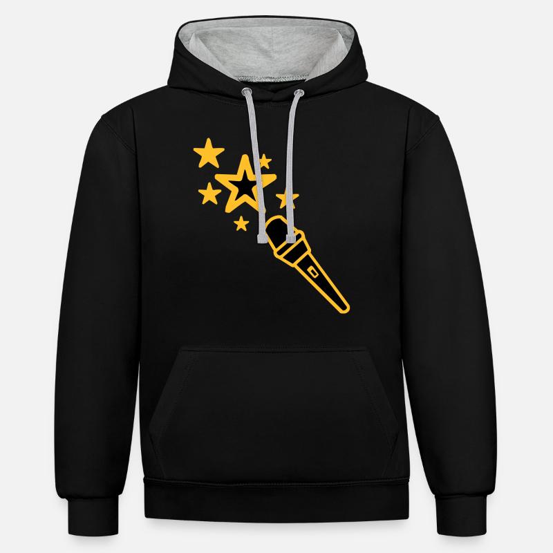 micro - Kontrast-Hoodie - Schwarz/Grau meliert