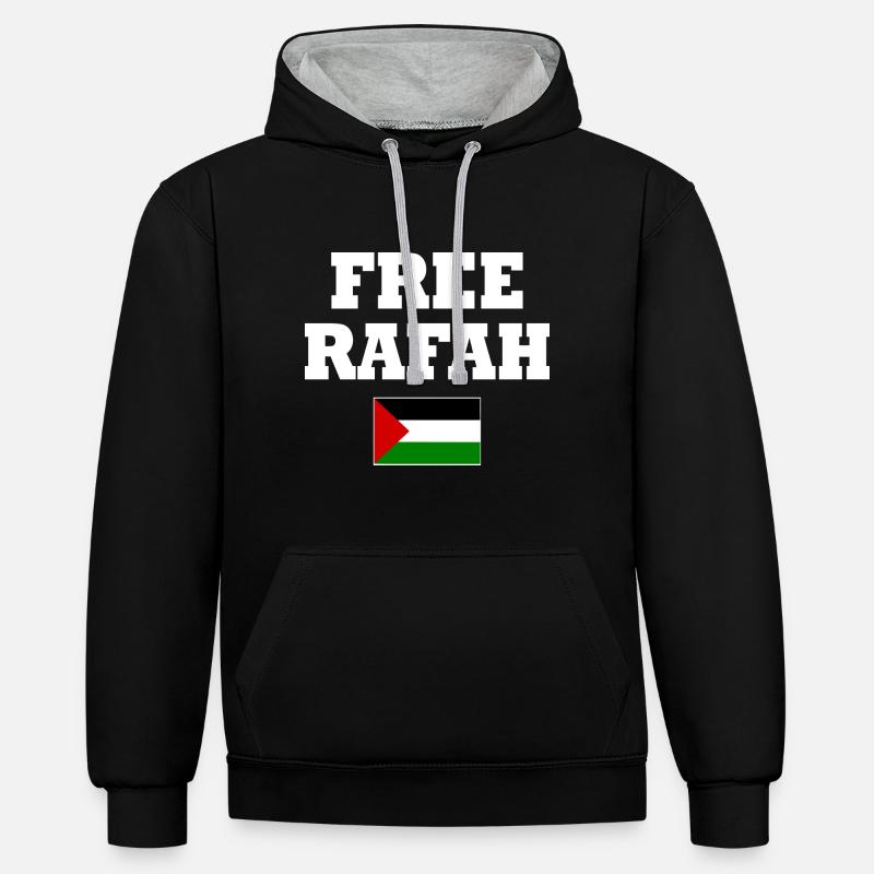 Free rafah - Sweat à capuche contrasté - noir/gris chiné
