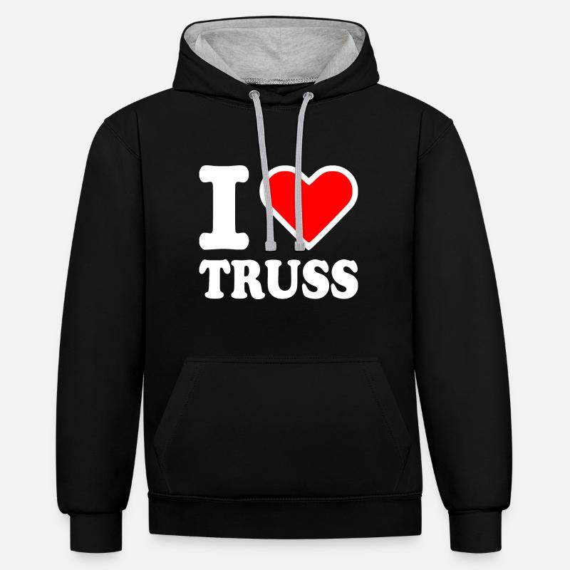 I love truss - Sweat à capuche contrasté - noir/gris chiné