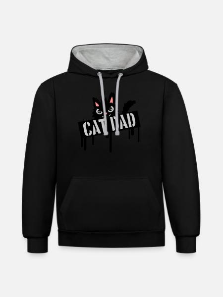 Cat Father Stamp Logo - Contrast hoodie - black/heather grey
