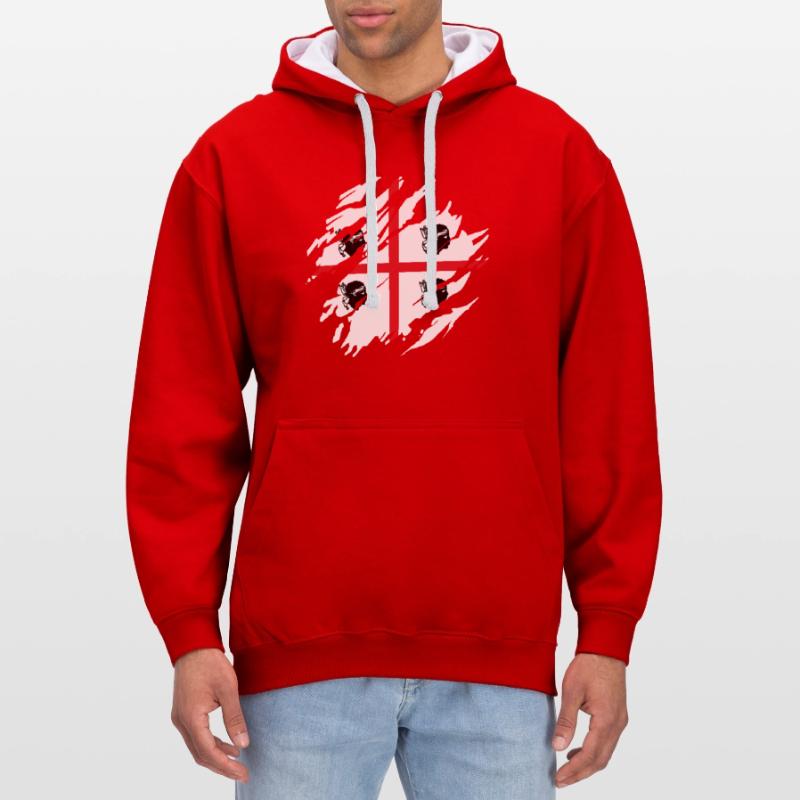 Sardaigne Drapeau Scratch Drapeau sarde Sardegna Sweat à capuche contrasté