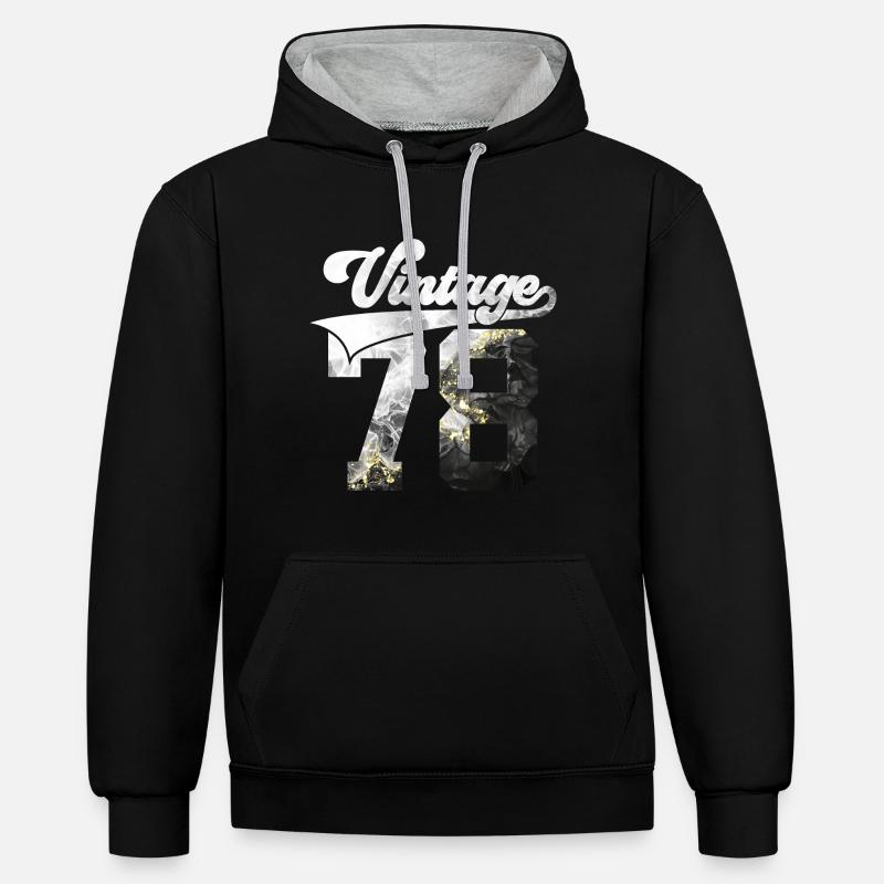 48E ANNIVERSAIRE MILLÉSIME 1978 - Sweat à capuche contrasté - noir/gris chiné
