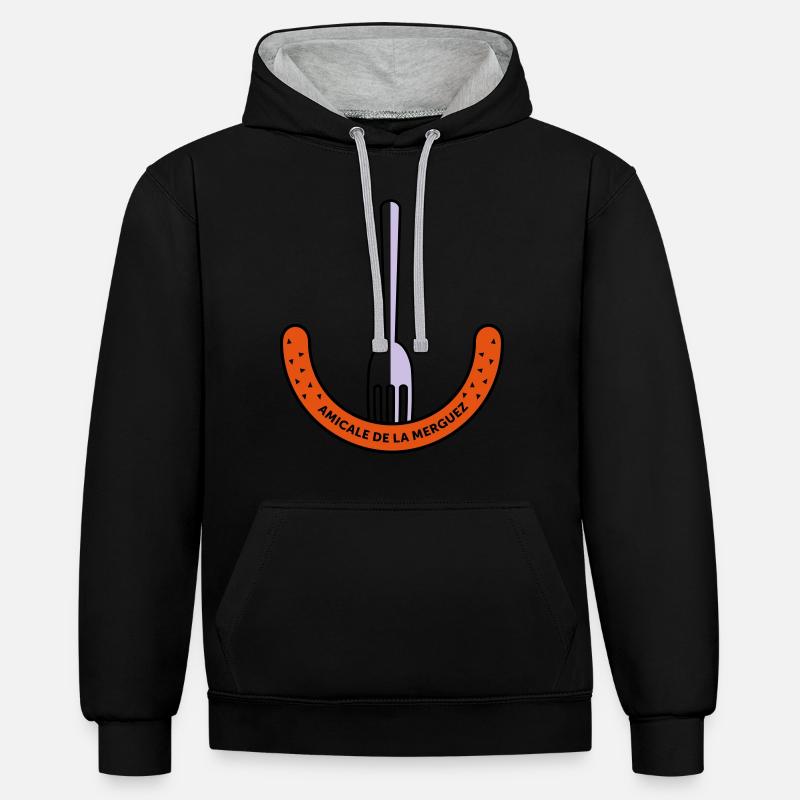 Amicale de la Merguez - Sweat à capuche contrasté - noir/gris chiné