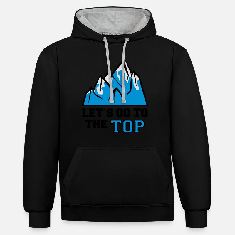 mountain_lets_go_to_the_top_3 - Sweat à capuche contrasté - noir/gris chiné