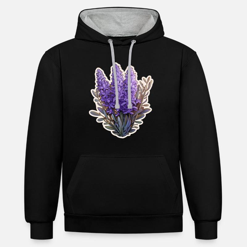 Lavendel - Kontrast-Hoodie - Schwarz/Grau meliert