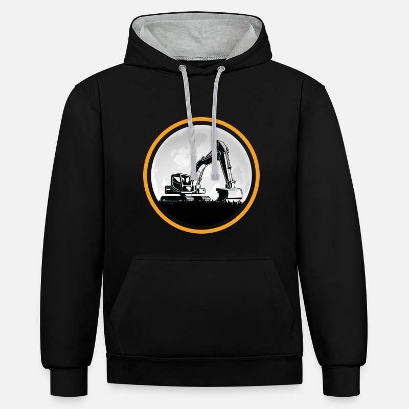 Bagger Baggerfahrer Baustelle Baggerschaufel - Kontrast-Hoodie - Schwarz/Grau meliert