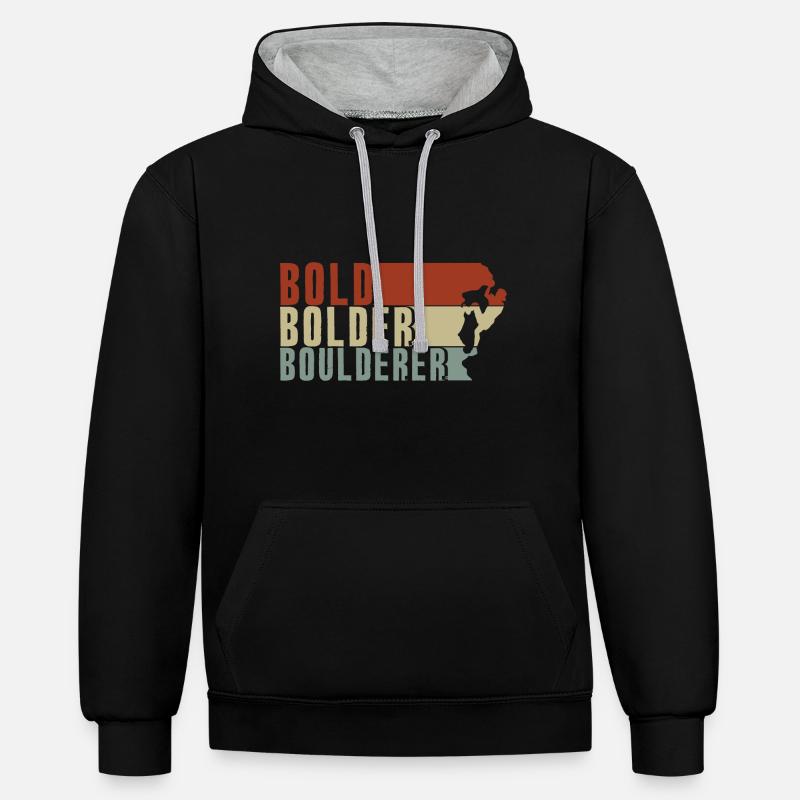 Bold Bolder Boulderer Boulder Bouldern - Kontrast-Hoodie - Schwarz/Grau meliert