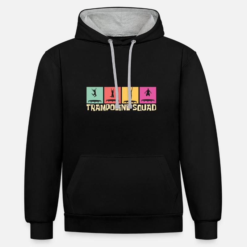 Trampoline Squad- Trampoline Geschenkidee - Kontrast-Hoodie - Schwarz/Grau meliert