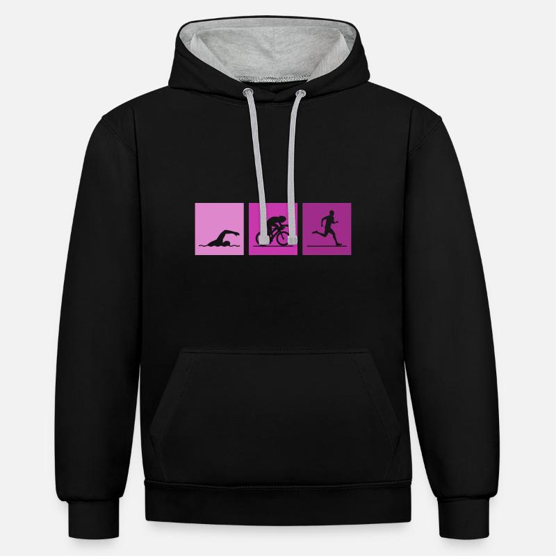 Triathlon - Sweat à capuche contrasté - noir/gris chiné