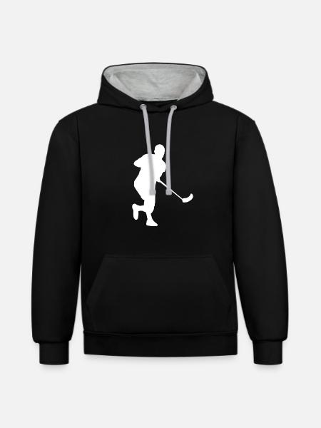 UNIHOCKEY - Kontrast-Hoodie - Schwarz/Grau meliert