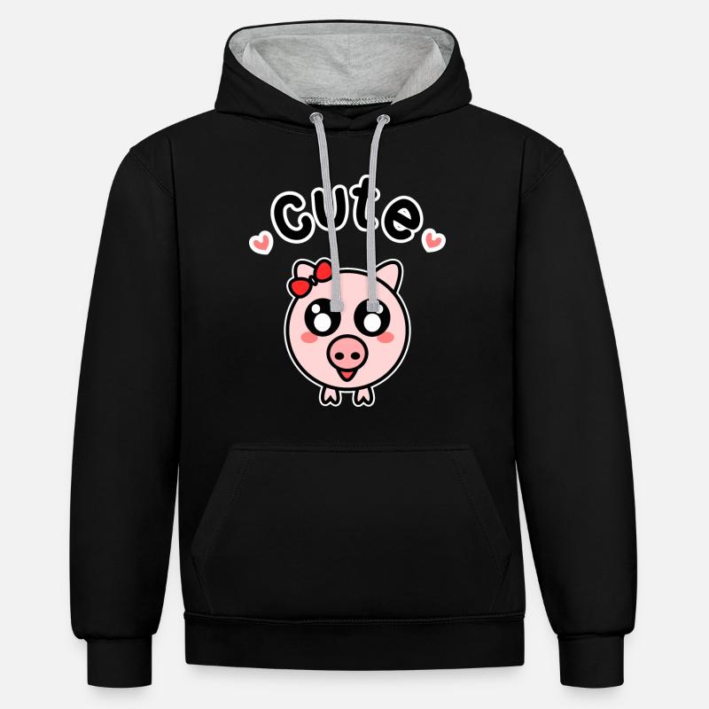 Cochon fermier cochon doux - Sweat à capuche contrasté - noir/gris chiné