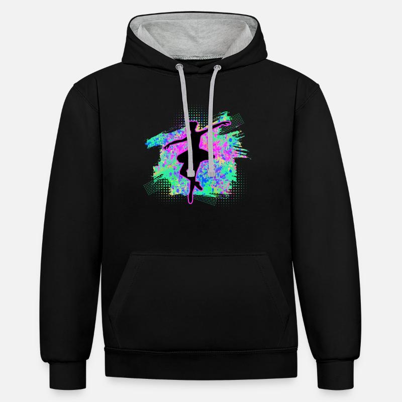 Danser - Sweat à capuche contrasté - noir/gris chiné