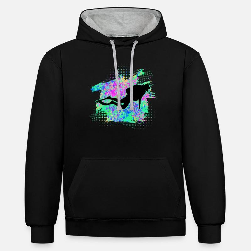 Plongeurs plongeurs - Sweat à capuche contrasté - noir/gris chiné