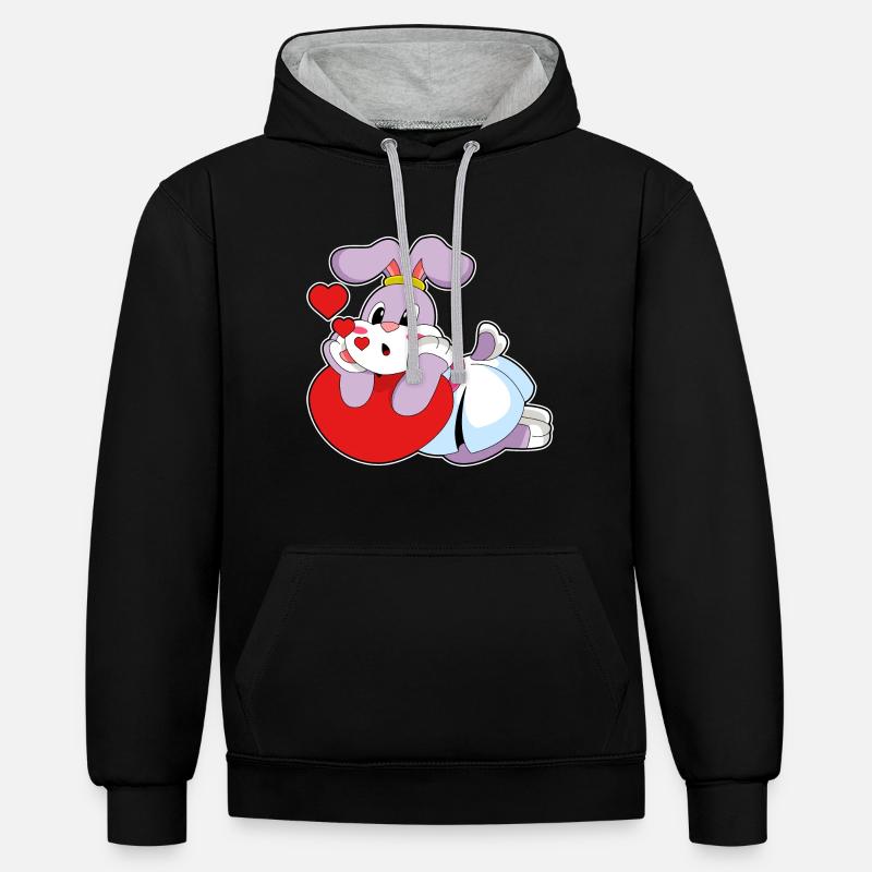 Mariage Rabbit Bride Heart - Sweat à capuche contrasté - noir/gris chiné