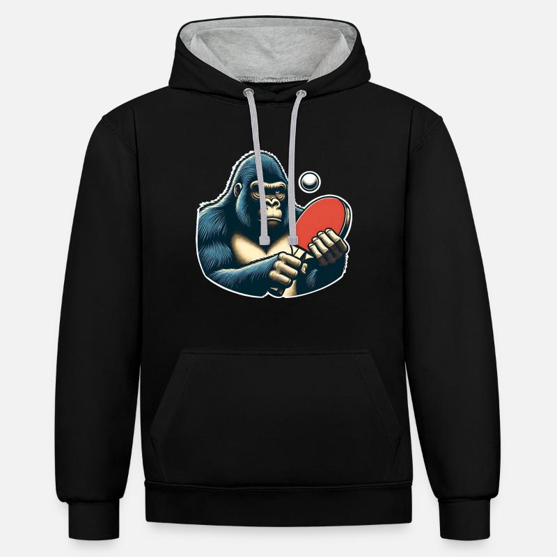 Ping-pong - Sweat à capuche contrasté - noir/gris chiné