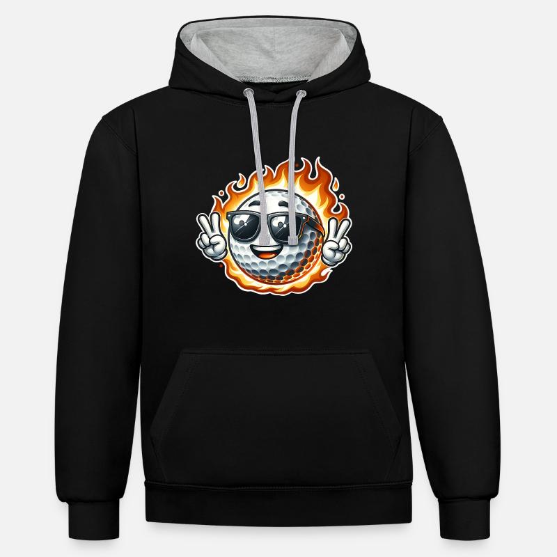Golfe - Sweat à capuche contrasté - noir/gris chiné