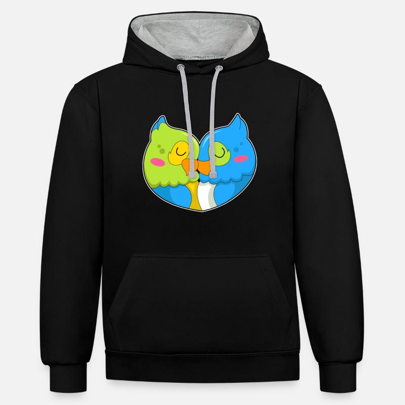 Amour de perroquet - Sweat à capuche contrasté - noir/gris chiné