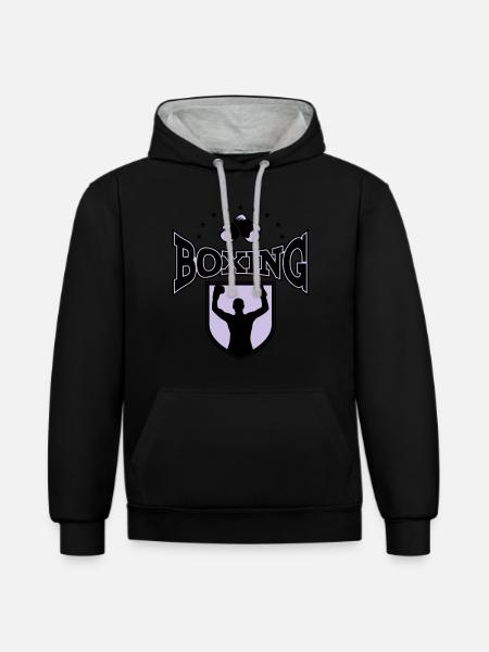 boxing - Sweat à capuche contrasté - noir/gris chiné
