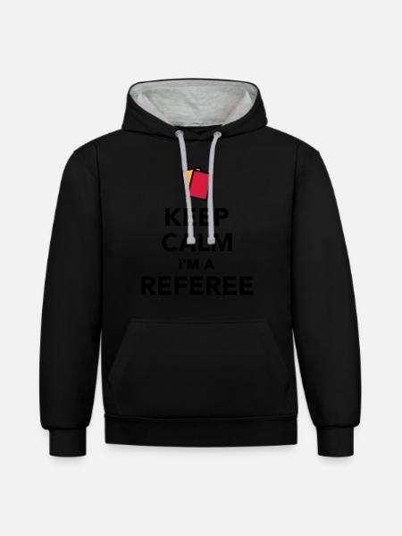 Schiedsrichter - Kontrast-Hoodie - Schwarz/Grau meliert