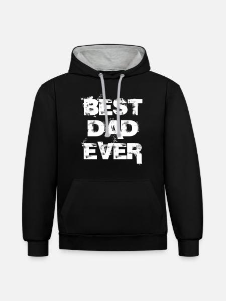 best dad ever - Kontrast-Hoodie - Schwarz/Grau meliert