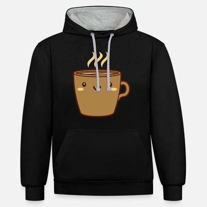 Mignon tasse de café - Sweat à capuche contrasté - noir/gris chiné