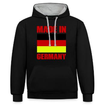 made in germany - Kontrast-Hoodie - Schwarz/Grau meliert - Vorne - Anna (173cm) & Nico (186cm)