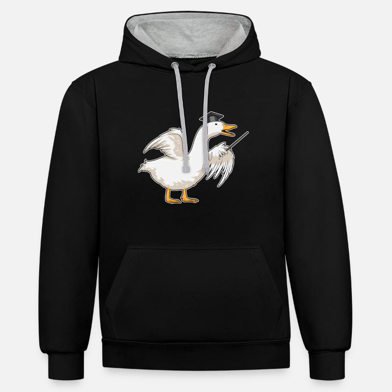 Canard Professeur Cylindre - Sweat à capuche contrasté - noir/gris chiné