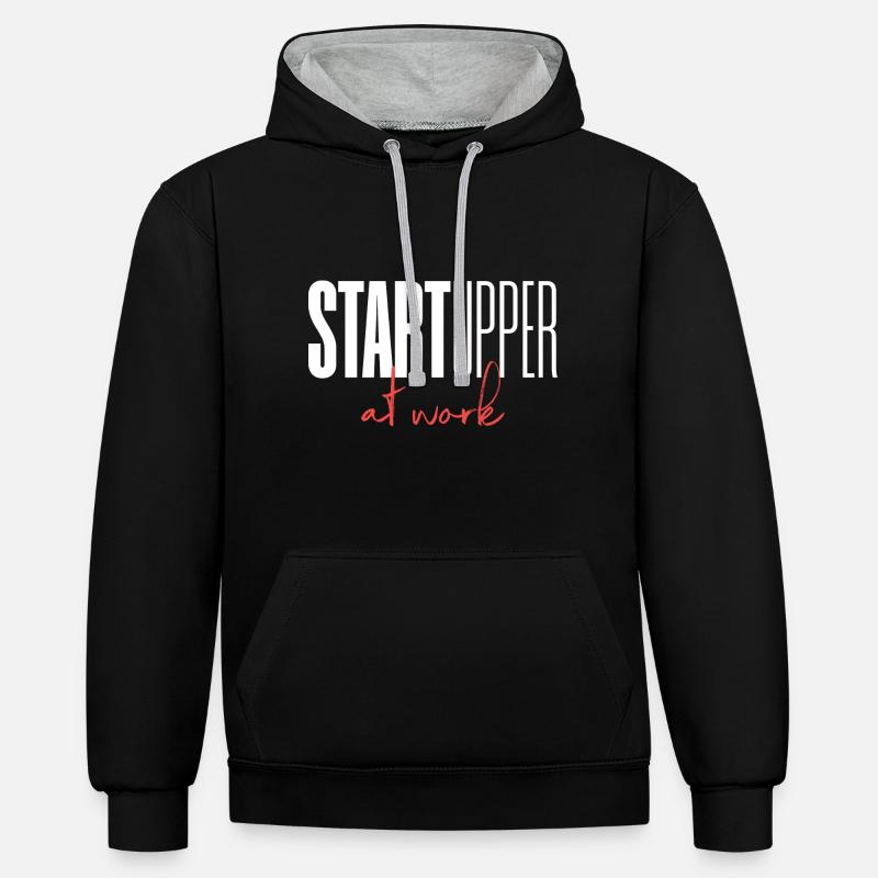 Startupper Startup au travail - Sweat à capuche contrasté - noir/gris chiné