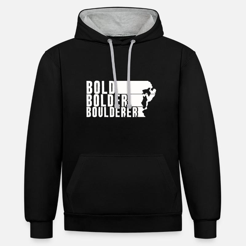 Bold Bolder Boulderer Boulder Bouldern - Kontrast-Hoodie - Schwarz/Grau meliert