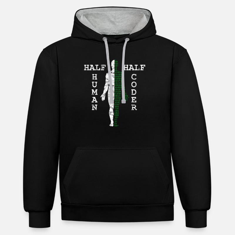 Programmer - Kontrast-Hoodie - Schwarz/Grau meliert