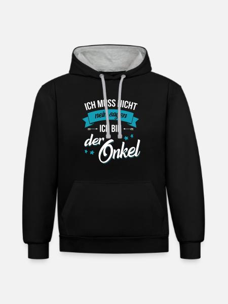 ICH MUSS NICHT NEIN SAGEN ONKEL LUSTIGES GESCHENK - Kontrast-Hoodie - Schwarz/Grau meliert